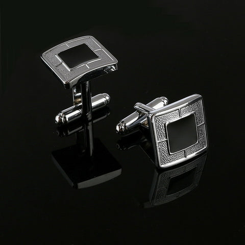 Black Rectangle Mens Shirt Cuff Button
