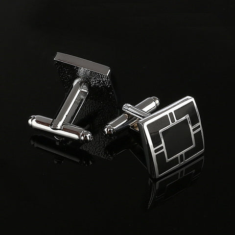 Black Rectangle Mens Shirt Cuff Button
